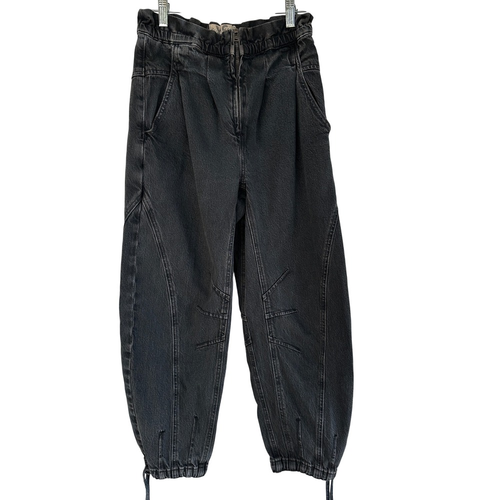 We The Free People Faded Black Pleated Jogger Jeans XS High Rise Utility Barrel